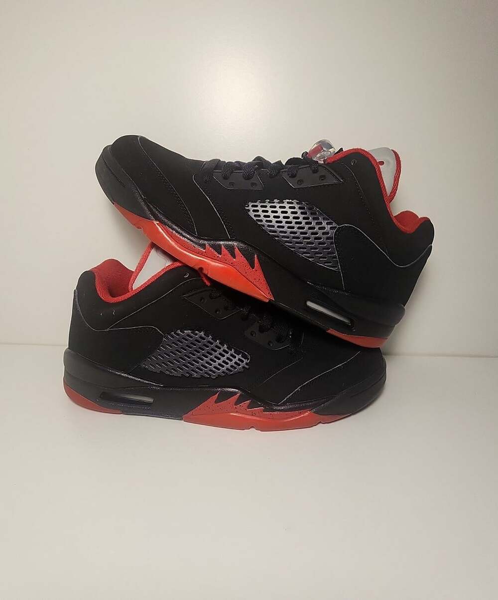 Air Jordan 5 Retro Low Alternate 90 Black Red Sneakers Men Size 8.5